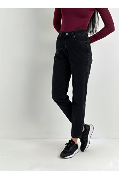 sion jeans KADIN SİYAH MOM JEANS KOT PANTOLON