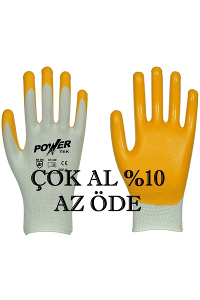 POWERTEK İŞ ELDİVENİ 10 Numara 10 Çift Hafif İş Eldiveni
