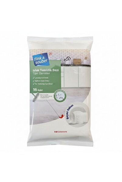 Flink Sauber قماش الأرضية الرطب بالصابون الأبيض المعطر 16 قطعة