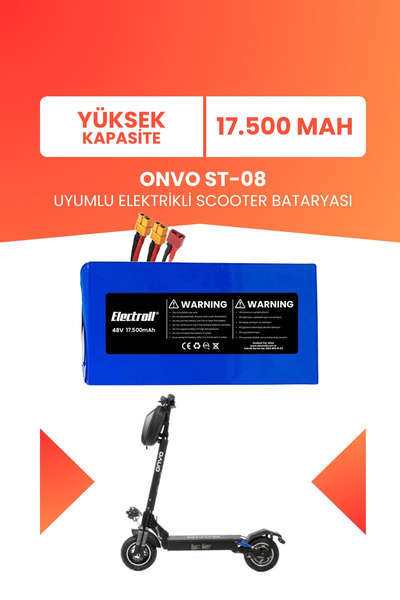 ELECTROLL ONVO ST-08 (YÜKSEK KAPASİTE) Batarya 48v 17.5Ah Pil Elektrikli Scoo...