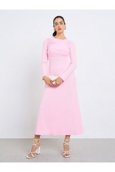 Styli فستان ميدي للحفلات بتصميم موحد من الأمام مع كسرات