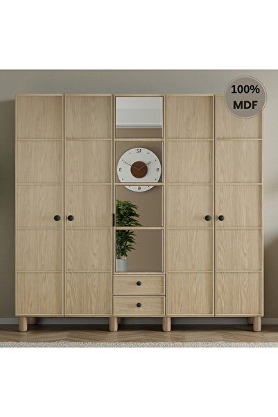 comiet Piano 5 kapak ayaklı tasarım aynalı Country MDF gardırop