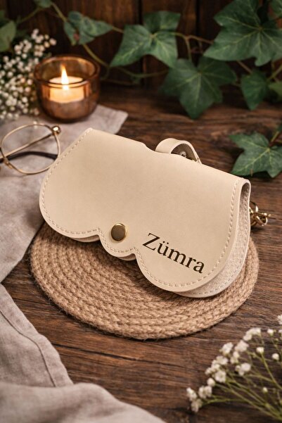 Personalized Hanging Glasses Case Circle Model ( Cream )