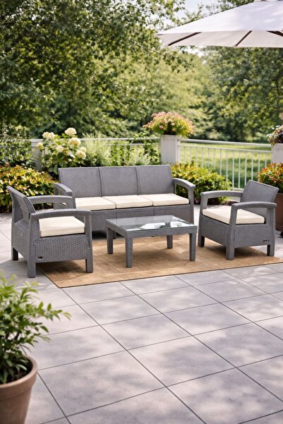 Alezy HK965 Amazon 5 Kişilik Bahçe Oturma Grubu + Sehpa