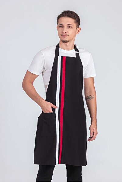Vatan Tekstil Erkek Boyundan Asmalı Çizgili Barista Şef Mutfak Önlüğü