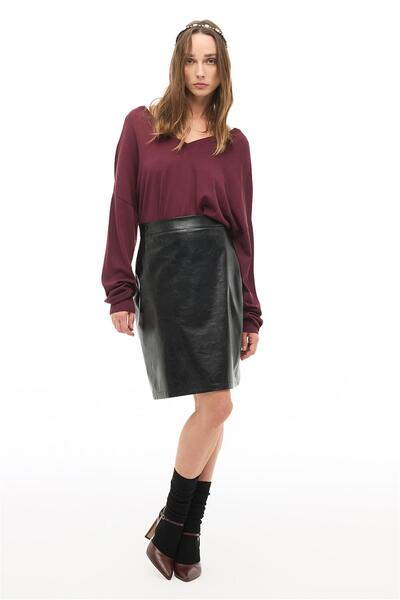 Perspective Black High Waist Above Knee Skirt