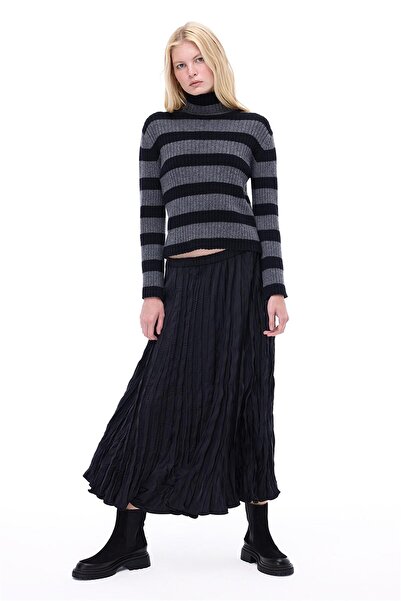 Perspective Admilas Rahat Kalıp Midi Boy Siyah Etek