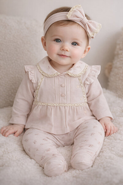 Nexvora Simli Dantelli Kız Bebek Tulum 3 - 6 -9 Ay – Şık Özel Gün Kombini