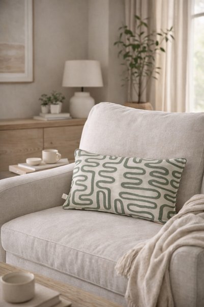 NEEDLE Wawe Duo Sage Rectangular Throw Pillow Cover (30X50)