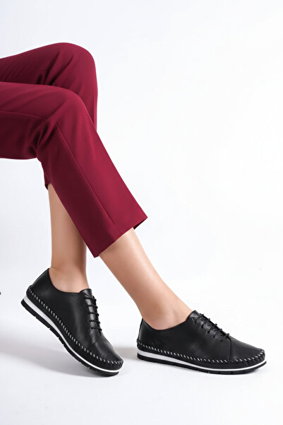 Deripabuc Valódi bőr fekete női bőr alkalmi cipő Dp16-0067