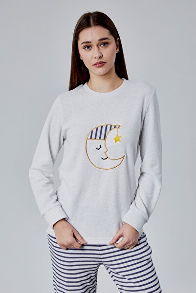 M MOONCOVER Set de pijamale de Anul Nou pentru femei Mooncover, cu broderie A...