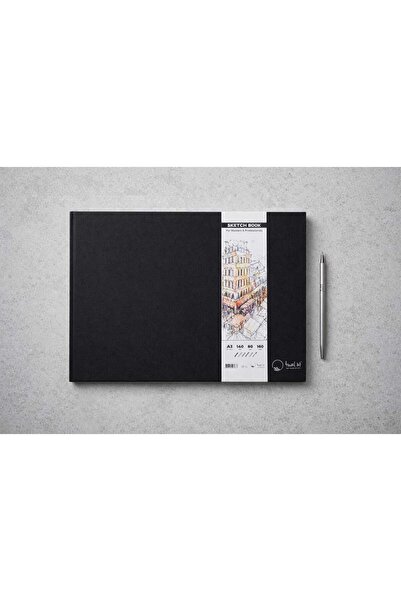 Tuvalist A3 Premium Eskiz Defteri – Sert Keten Kapak, Dikişli, 140 g/m² Dokul...