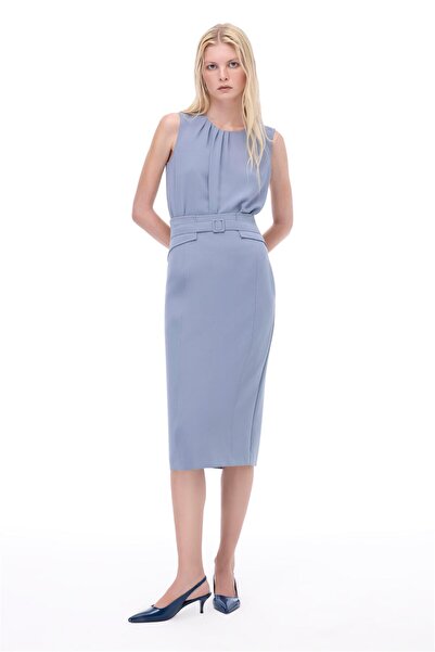 Perspective Morningstar Regular Fit Midi Length Gray Skirt