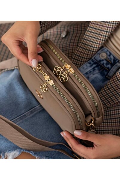 selma demir Kadın Vizon 3 Bölmeli Postacı Çanta