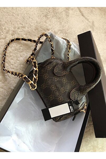 aksesuarista Kadın Monogram Mini Omuz Ve El Çantası Zincirli