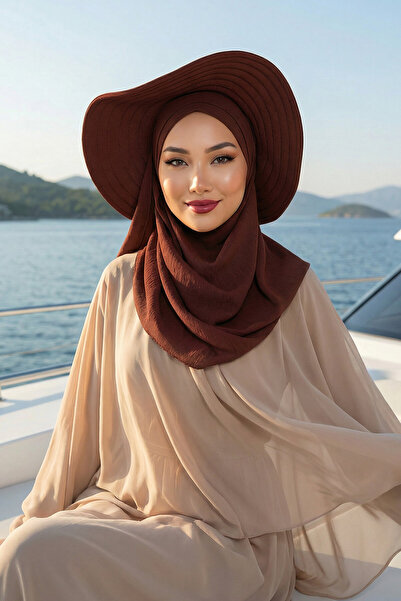 Aisha's Design شال عملي مع قبعة قابلة للإزالة بفيونكة خلفية، SS-2A، بني