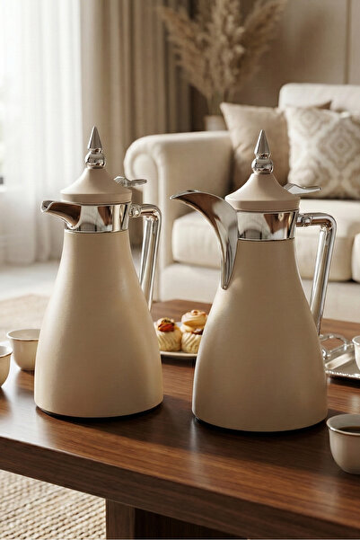 SQUALO Insulated Tea and Coffee Thermos Set – 0.8 + 1 Liter – Glass Liner – C...