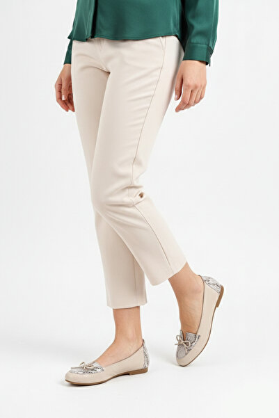 Deripabuc Γυναικείες δερμάτινες μπαλαρίνες από γνήσιο δέρμα μπεζ Snake Dp-0104