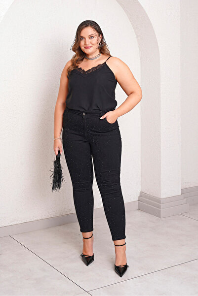 Büyük Moda JEAN SKINNY IMPRIMAT CU PIATRĂ SERPME