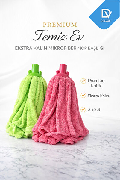 Delvos 2'li Set Premium Havlu Yedek Mop Süper Mop Emici Mikrofiber Havlu Emic...