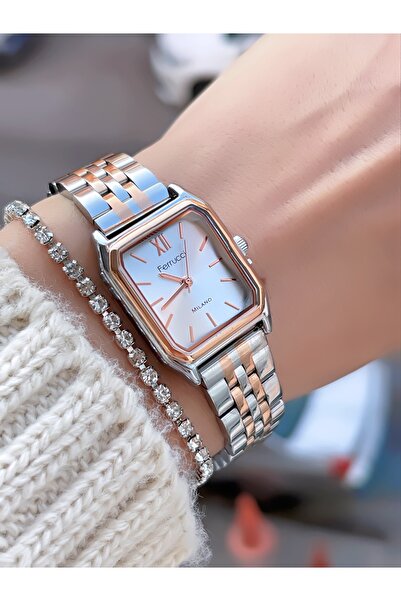 Ferrucci Çelik Kordon Küçük Kasa Milano Kadın Kol Saati 2 Yıl Garantili 3 Atm...