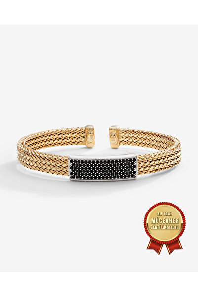 MEKS JEWELS Mikron Altın Kaplama 925 Ayar Gümüş İtalyan Argento Milano Kelepç...