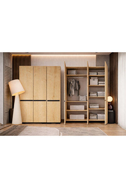 VM VERTEX MOBİLYA Floransa 6 Kapılı Flr6-ıra Safir- Antrasit Gardırop-çok Ama...