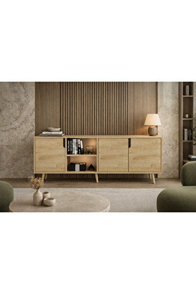 VM VERTEX MOBİLYA Latina Modern Konsol 3 Kapaklı 180 Cm Safir Meşe