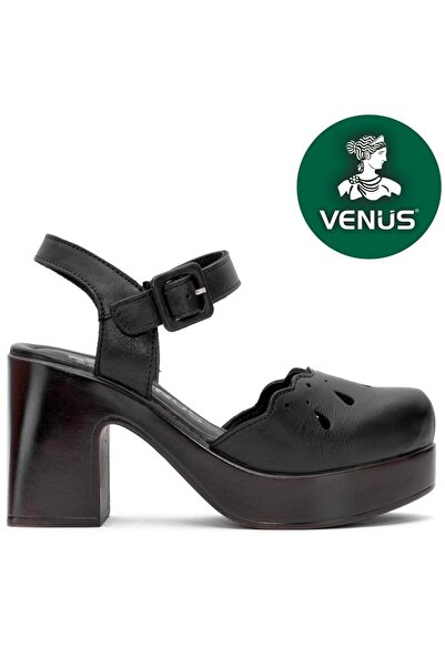 Venüs Sideritis Genuine Leather Comfort Orthopedic Women's Sandals Black