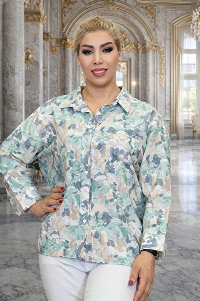 Yeşilmoda Shirt Cotton Viscose Men's Collar Long Sleeve Patterned Standard Si...