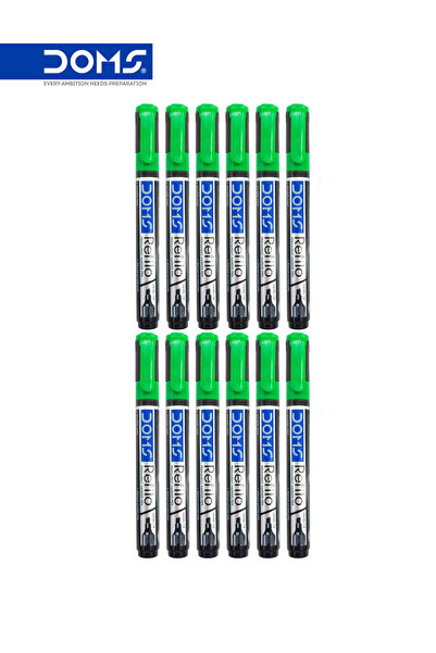 doms قلم تحديد دائم بطرف مشطوف باللون الأخضر، عبوة من 12 قطعة