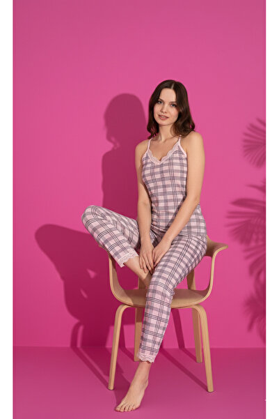 MİSSLALE Γυναικείο Σετ Πιτζάμες με Δαντέλα και Λουράκια από Βισκόζη