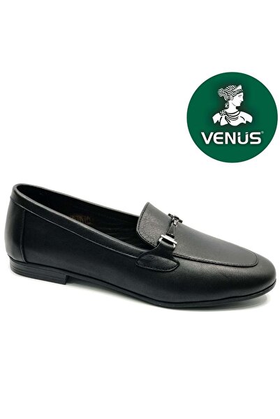 Venüs Godwit Hakiki Deri Ortopedik Kadın Casual Babet Ayakkabı SİYAH