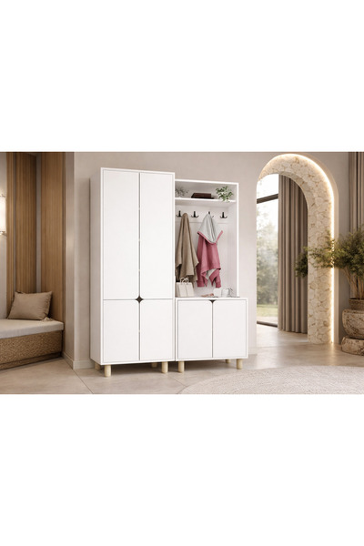 VM VERTEX MOBİLYA PADOVA Portmanto Vestiyer Ayakkabılık 6 Kapaklı 4 Askılı