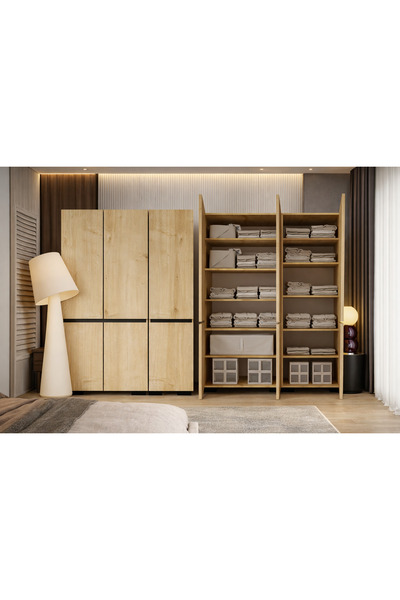 VM VERTEX MOBİLYA Floransa 6 Kapılı Flr6-ırf Safir - Antrasit Gardırop-çok Am...