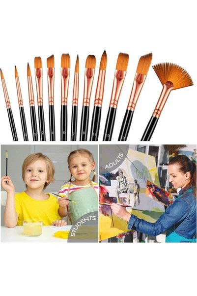 HANNAH 12 Pieces Painting Acrylic Watercolor Oil Painting Brush Set
