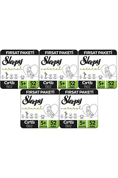 Sleepy Bebek Bezi Naturel Beden:5+ (13-20Kg) Junior Plus 260 Adet Mega Fırsat Pk