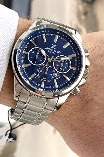 Daniel Klein 100% Original Silver Color Steel Band Navy Blue Dial Steel Men's...