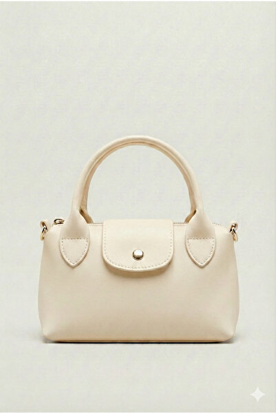 PurpleART Kadın Krem Mini El ve Omuz Çantası 13X20CM