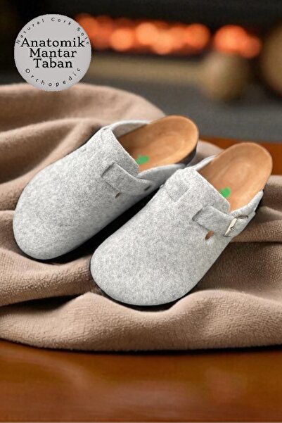 Land of Cork Sabo Kapalı Unisex Anatomik Doğal Mantar Tabanlı Naturel Keçe Yü...