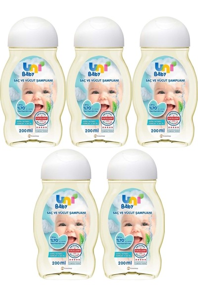 Uni Baby Baby Hair and Body Shampoo 200ml Classic (Set of 5)