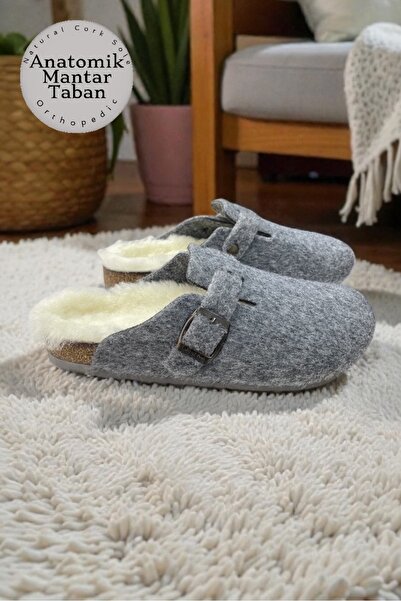 LAND OF CORK LC نعال منزلية من الفرو الطبيعي للجنسين مع دعم للقوس