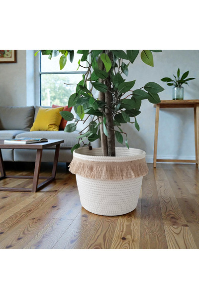 bayram taşcıoğlu home desing 25*20 Tasseled Basket Flower Pot. Organizer Bask...