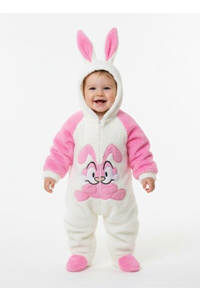 Bebemio Boutique Peluş Bebek Tulum Kışlık Takım – Kapüşonlu Welsoft Tavşan Na...