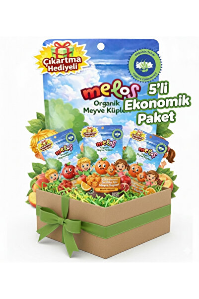 Meloş Organik Meyve Küpleri (Muz-Portakal-Nar-Şeftali-Karışık) 5 adet x 100 G...