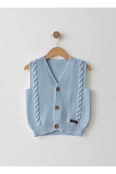 Bebemio Boutique Knitted Baby Vest Unisex Button Detailed Knitwear/Acrylic Fa...