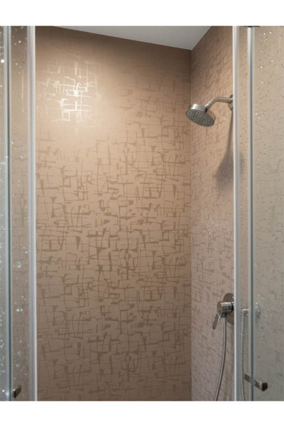 Ayzun Çizgili Parlak Desenli Kahverengi Banyo Mutfak Duvar Kağıdı - Su Geçirm...