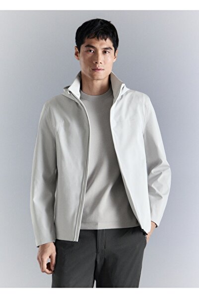 MANGO Man Su geçirmez çıkarılabilir kapüşonlu mont