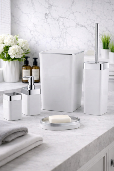 Çelik Ayna dante akrilik 5'li banyo seti kare