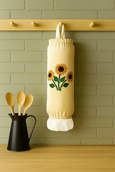 Paris Home منظم حقائب المطبخ - منظم الحقائب القماشية - كريمي اللون مع نمط زهو...